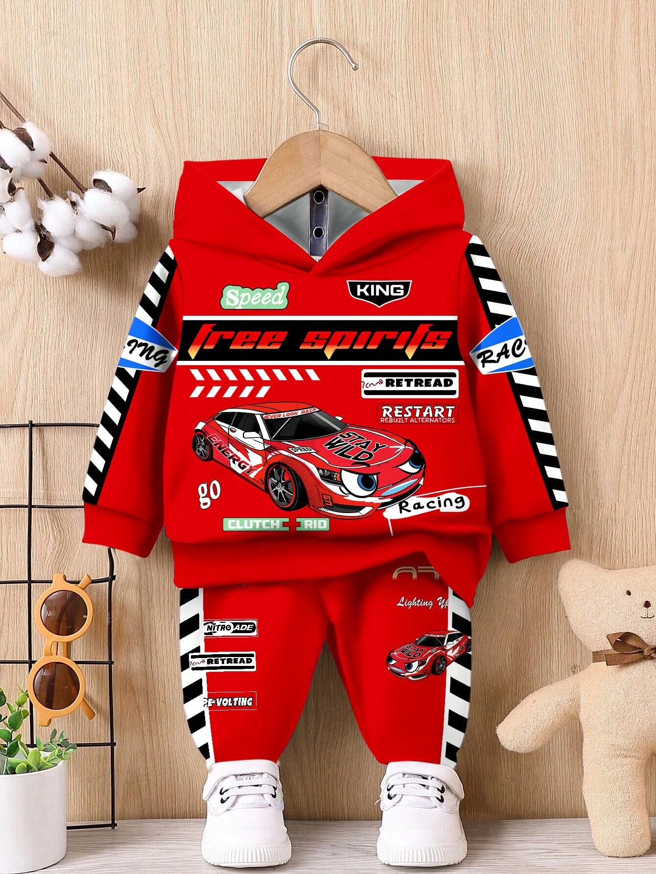 Baby Boy Casual Loose Comfortable Soft Knitted Hoodie And Sweatpants