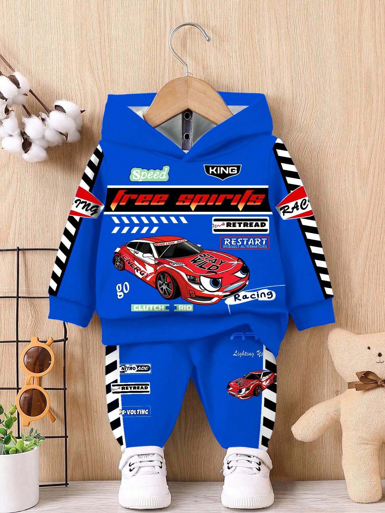 Baby Boy Casual Loose Comfortable Soft Knitted Hoodie And Sweatpants