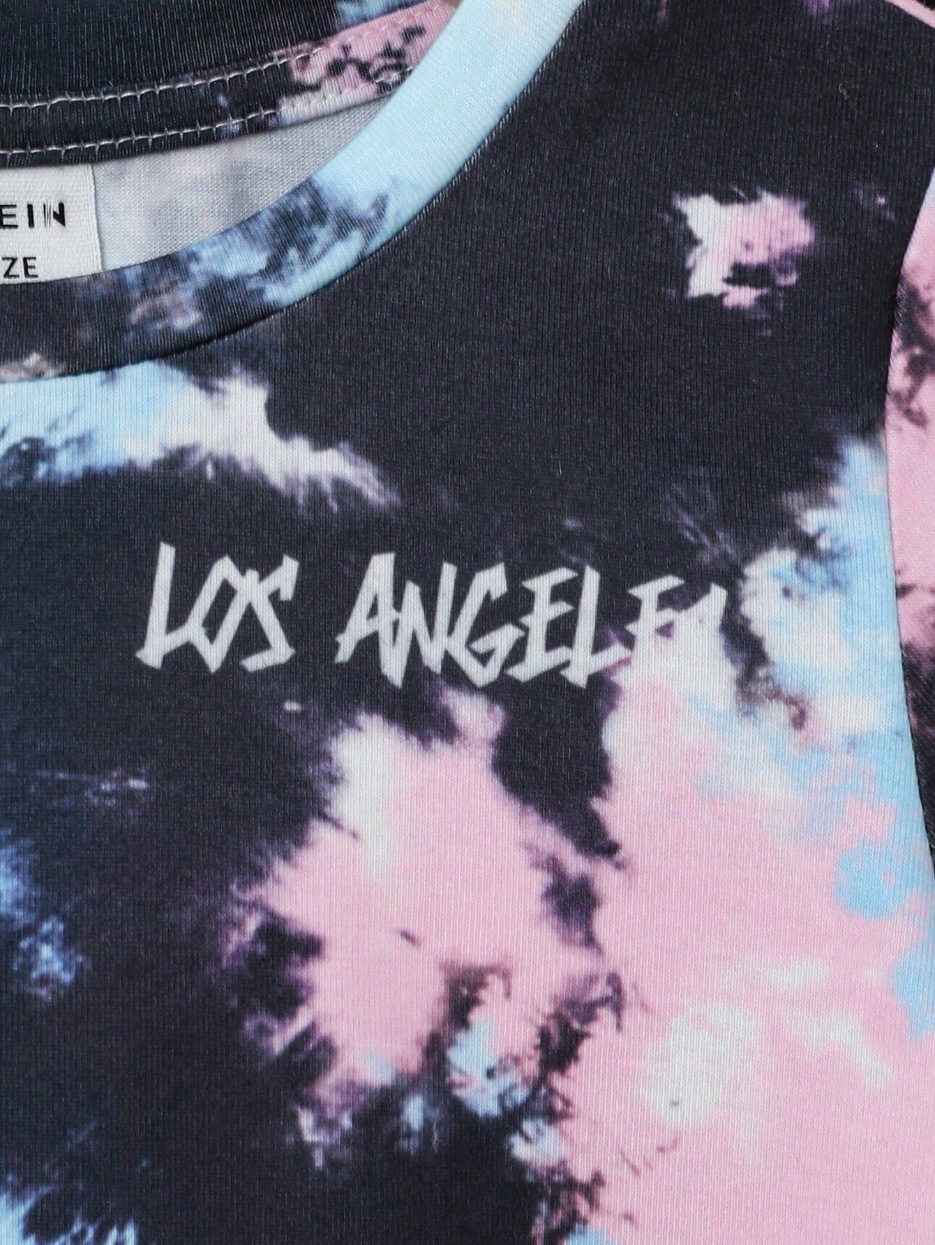 Tie-Dye Pattern Short Sleeve Top & Elastic Waist Shorts 2pcs Set