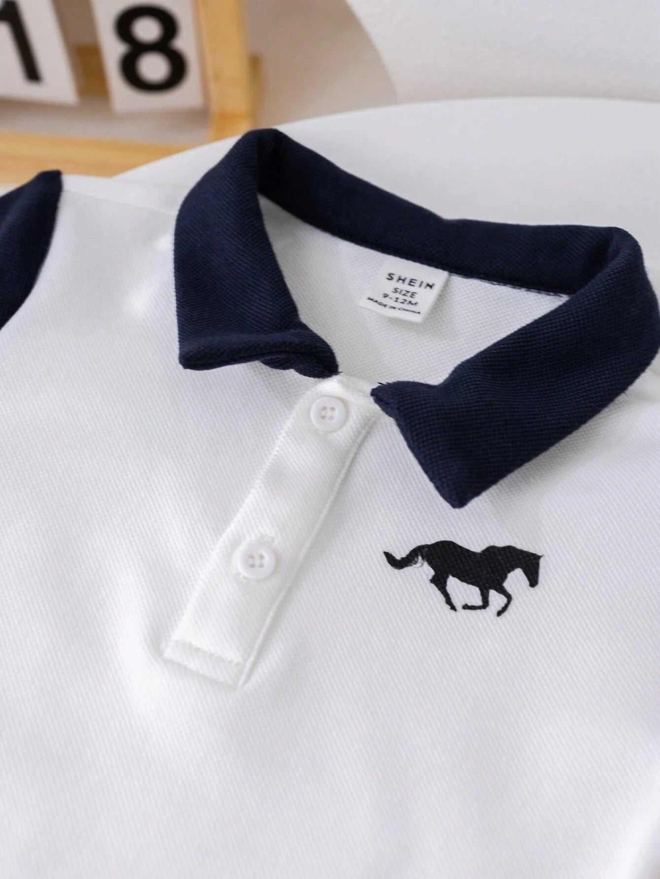 Baby Boy Color-Block Short Sleeve Half-Zip Polo Collar Romper With Snap Bottom