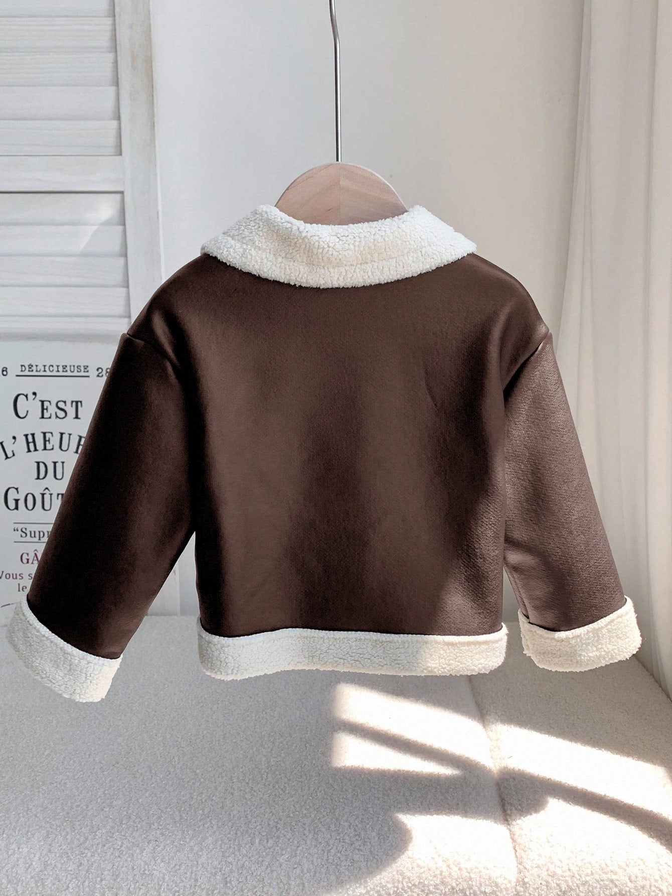 Cute Versatile Color Block Thermal Lined Faux Fur Jacket