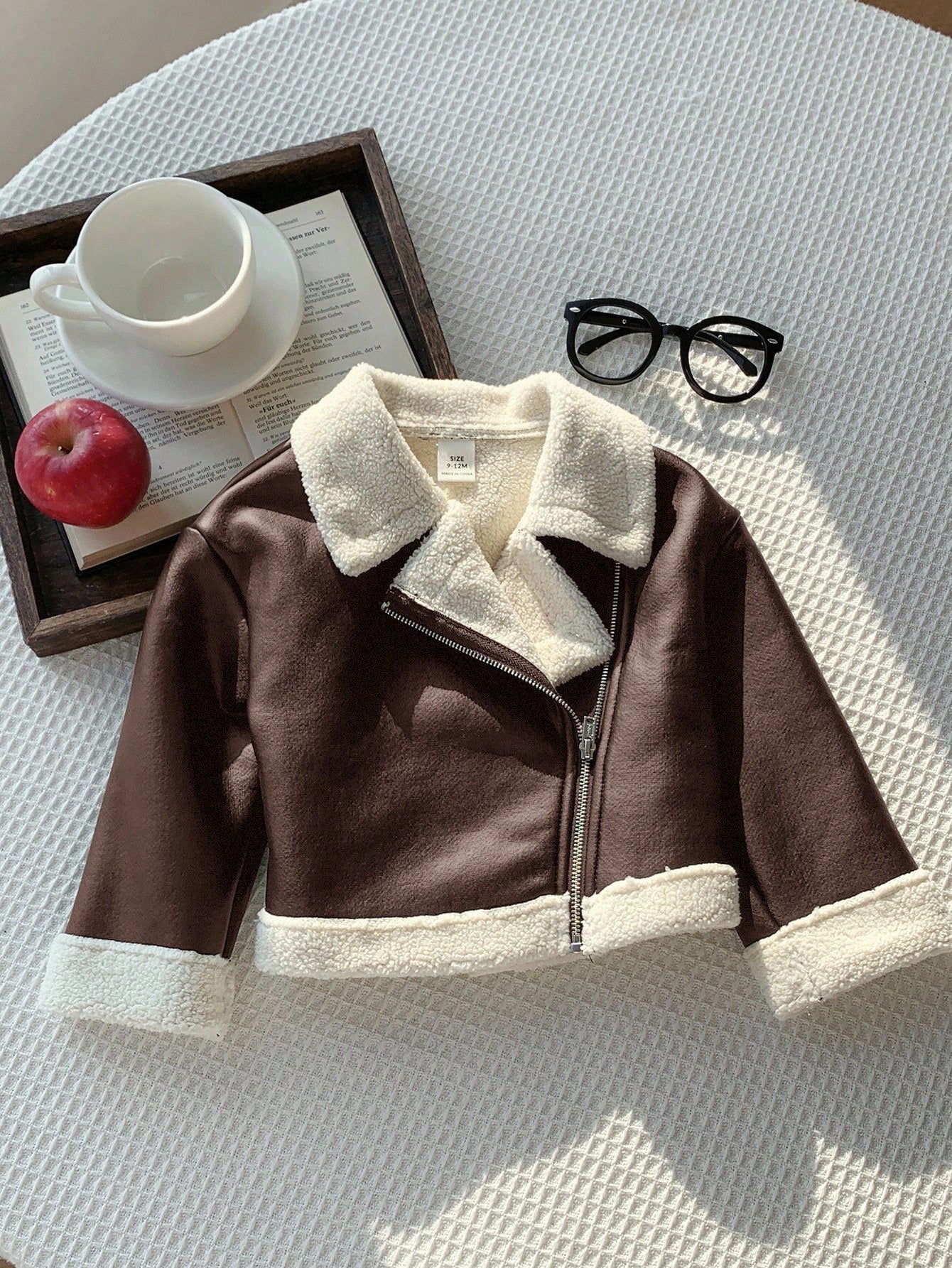 Cute Versatile Color Block Thermal Lined Faux Fur Jacket