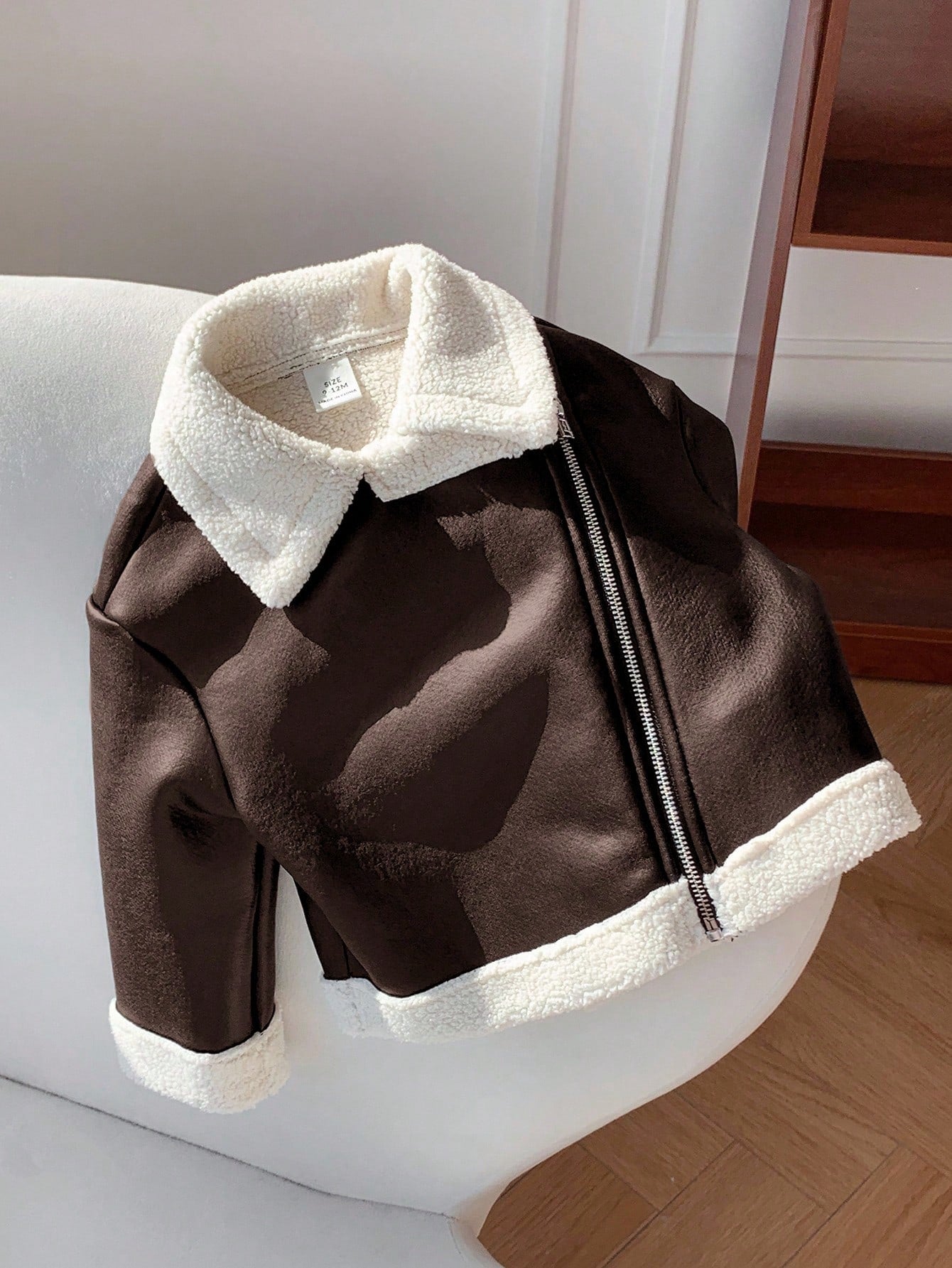 Baby Girl Cute Versatile Color Block Thermal Lined Faux Fur Jacket