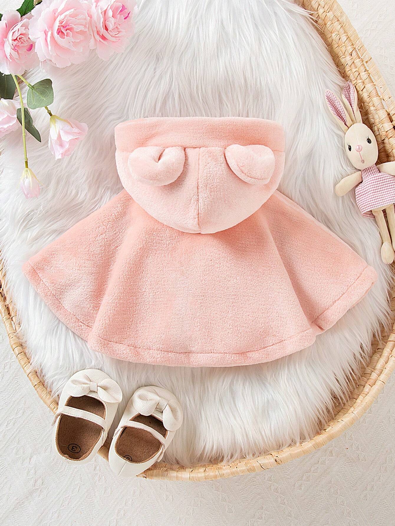 Baby Girl Plush Hooded Cape, Cute, Comfortable