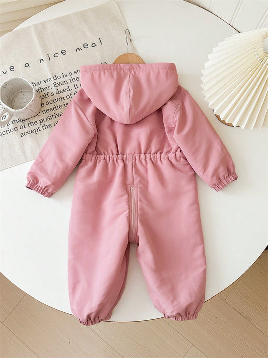 Baby Girl Outdoor Cargo Thermal Lined Hooded Jumpsuit