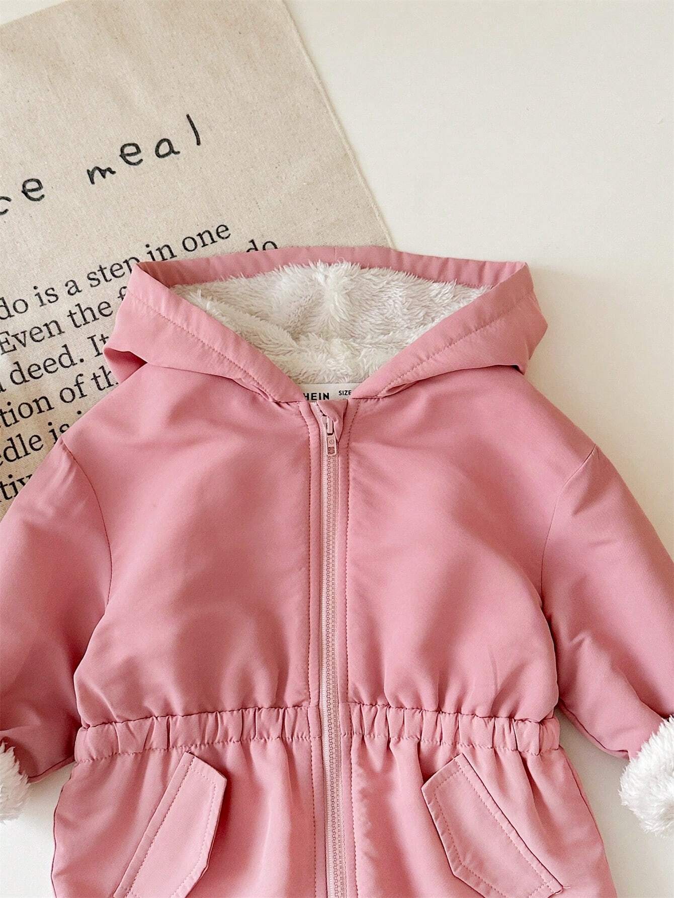 Baby Girl Outdoor Cargo Thermal Lined Hooded Jumpsuit
