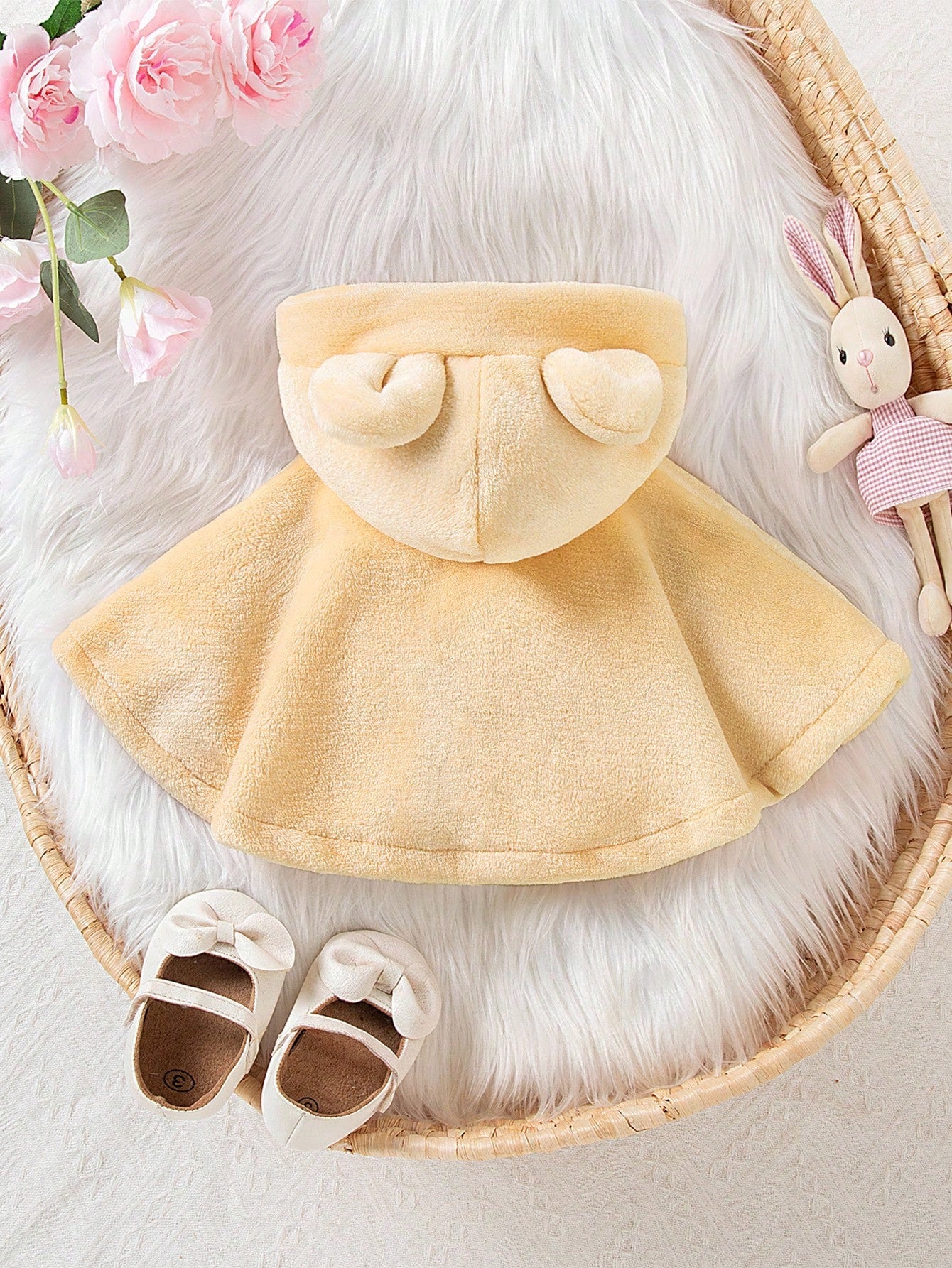 Baby Girl Plush Hooded Cape, Cute, Comfortable