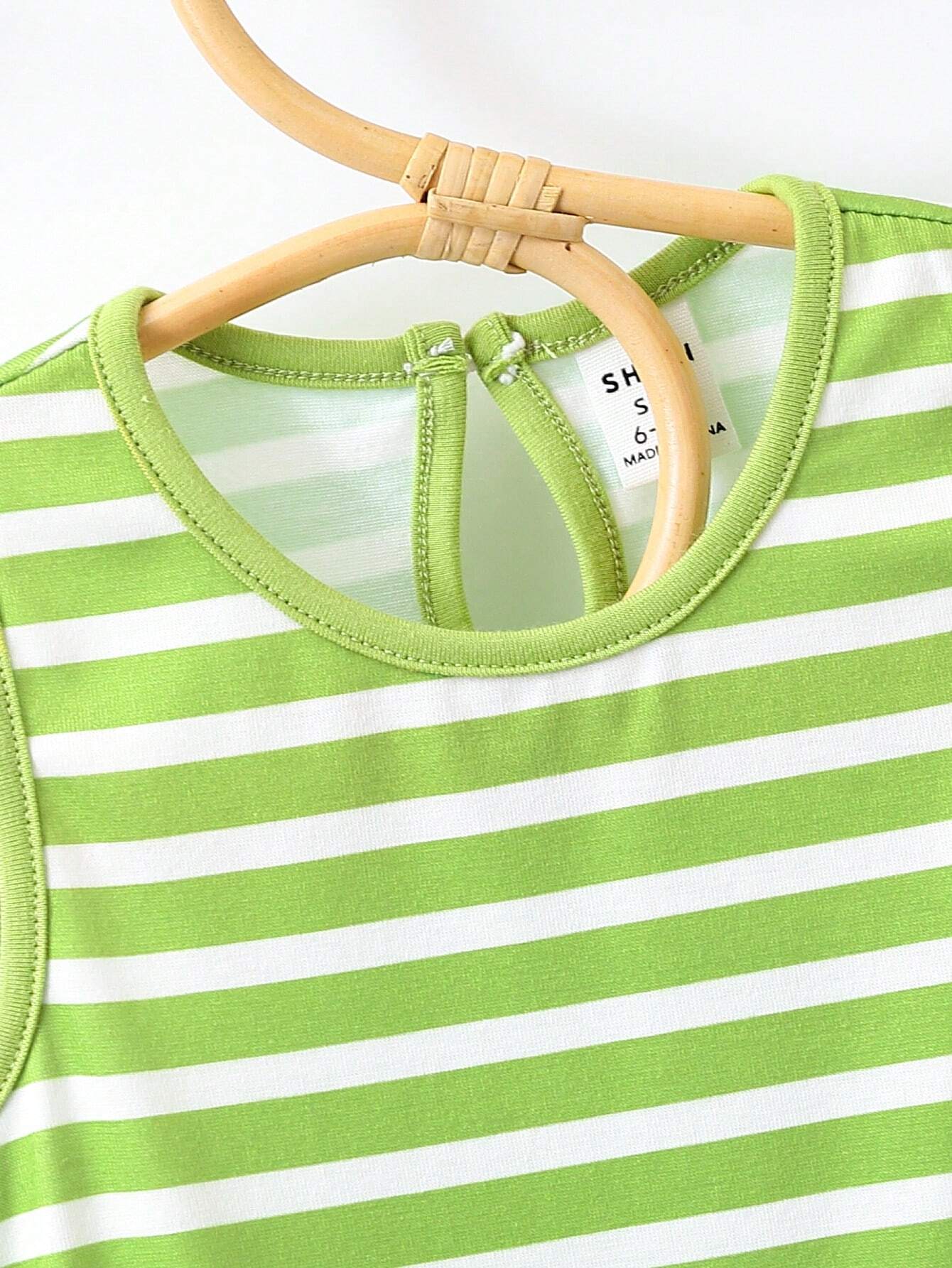 Baby Girl Striped Spliced Ruffle Trim Sleeveless Casual Dress
