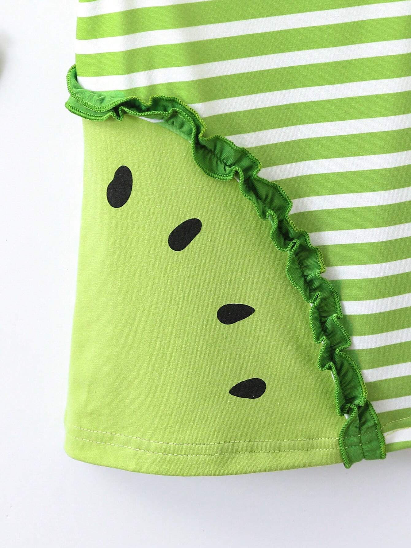 Baby Girl Striped Spliced Ruffle Trim Sleeveless Casual Dress