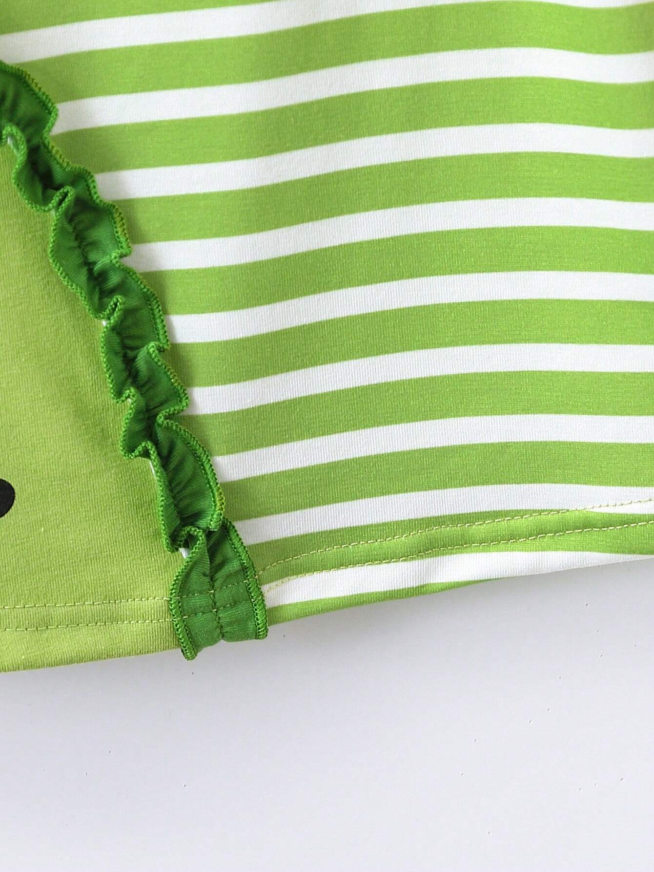 Baby Girl Striped Spliced Ruffle Trim Sleeveless Casual Dress