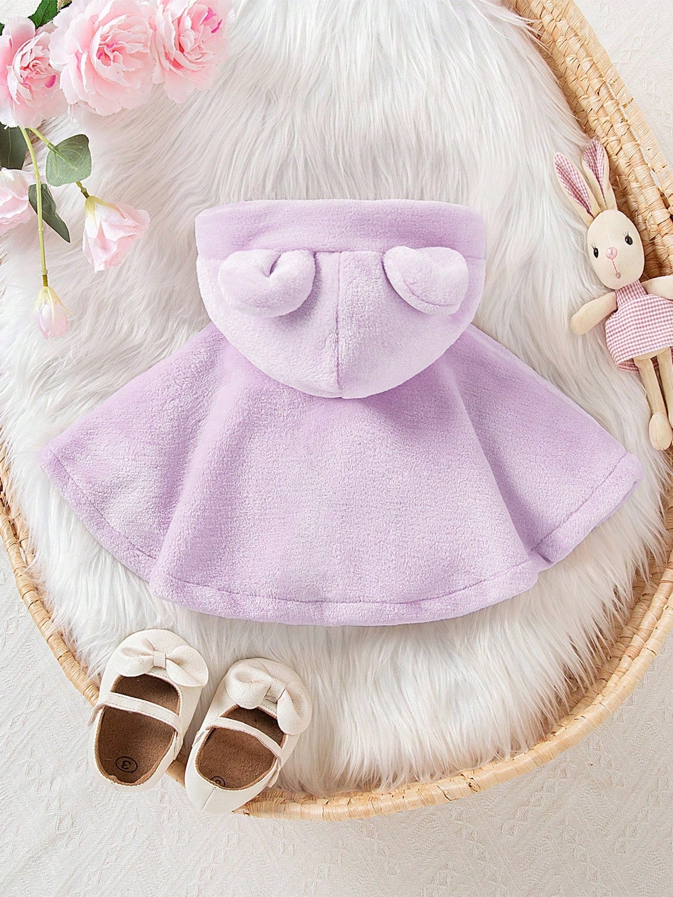 Baby Girl Plush Hooded Cape, Cute, Comfortable