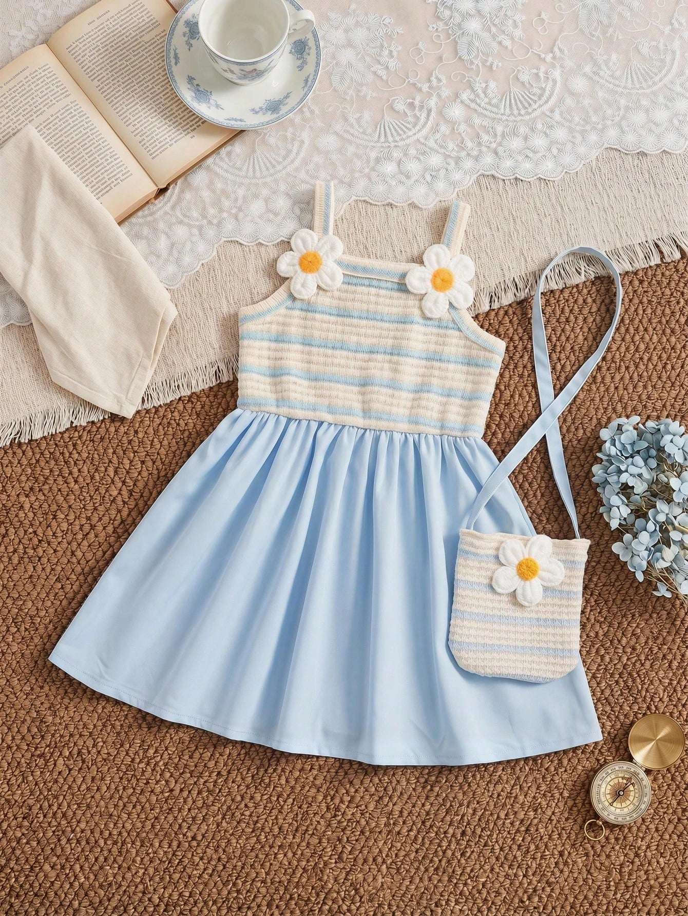 Spaghetti Strap Dress With Matching Mini Crossbody Bag