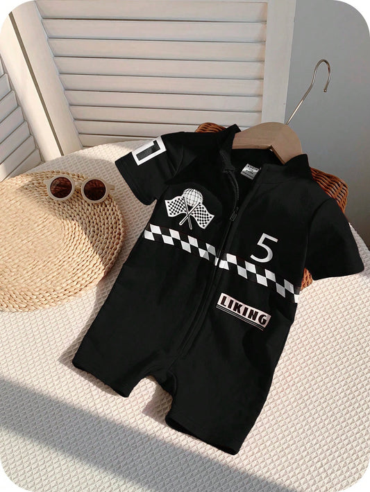Mummy & Mee, Baby Infant Soft Knitted Letter Pattern Short Sleeve Romper With Shorts 18-24M