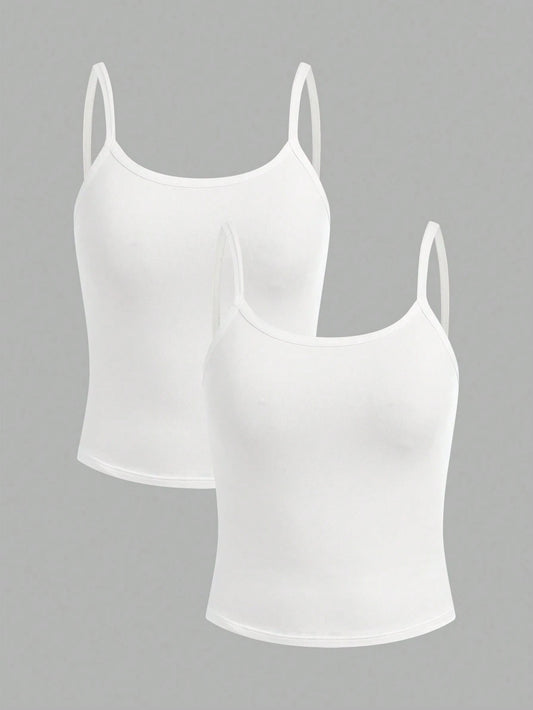 Teenage Girl Simplistic & Comfortable Skin-Friendly Camisole Bra Set White