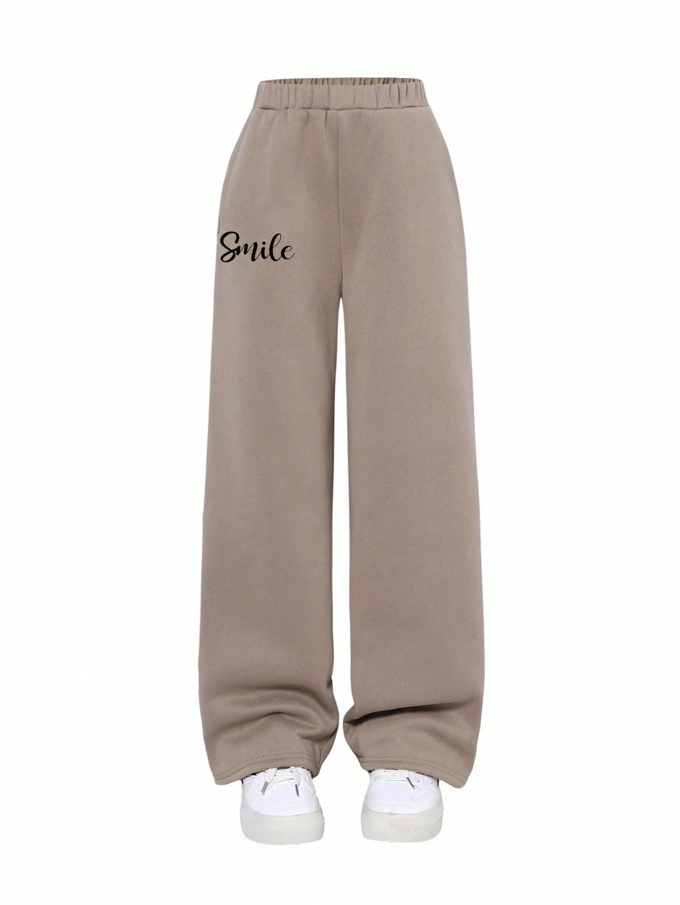 Tween Girl Loose Casual Minimalist Comfortable Crew Neck Sweatshirt And Pants