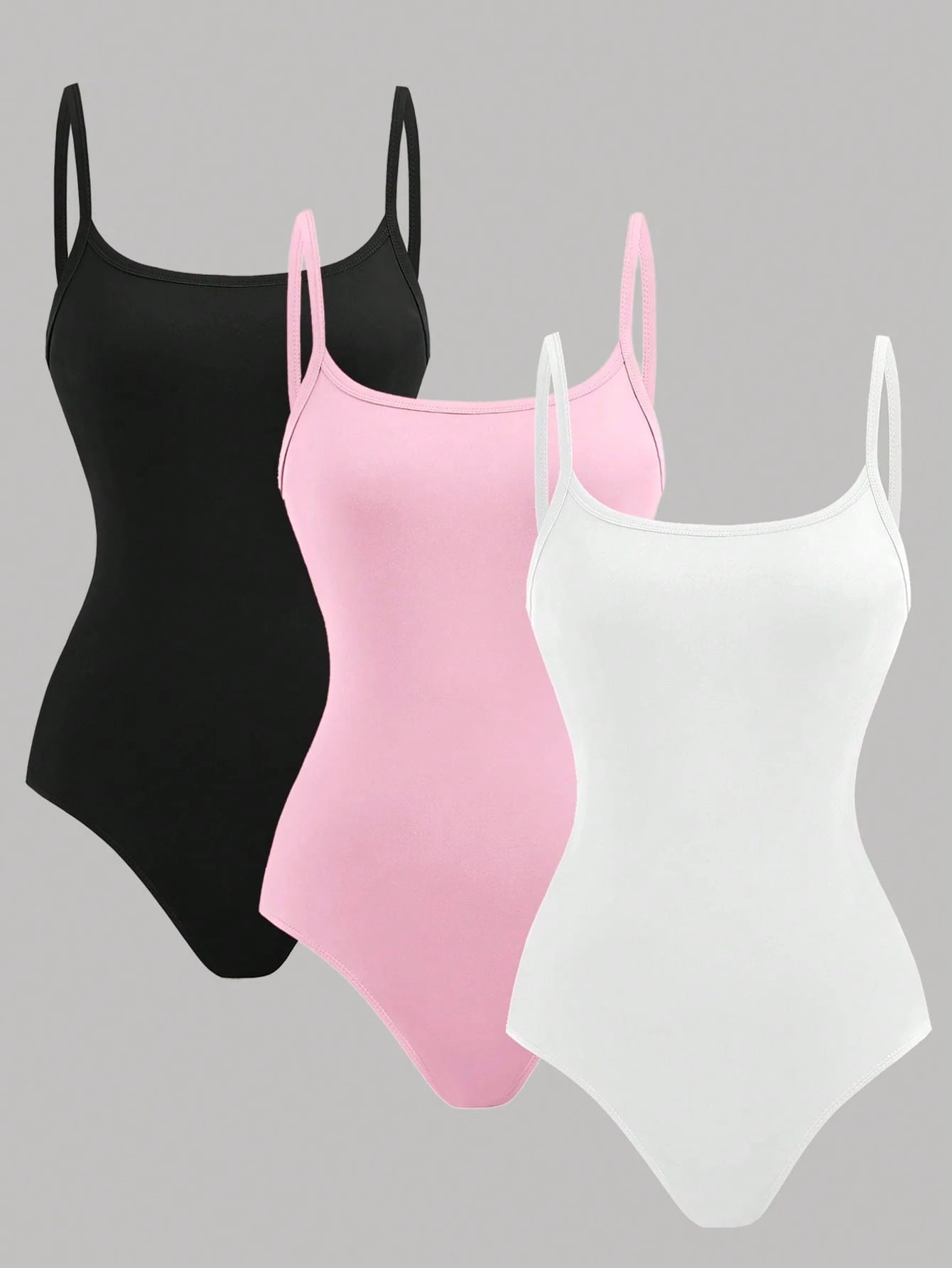 Teen Girls 3pcs Casual Slim Fit Girl's Jumpsuits With Spaghetti Straps Pink
