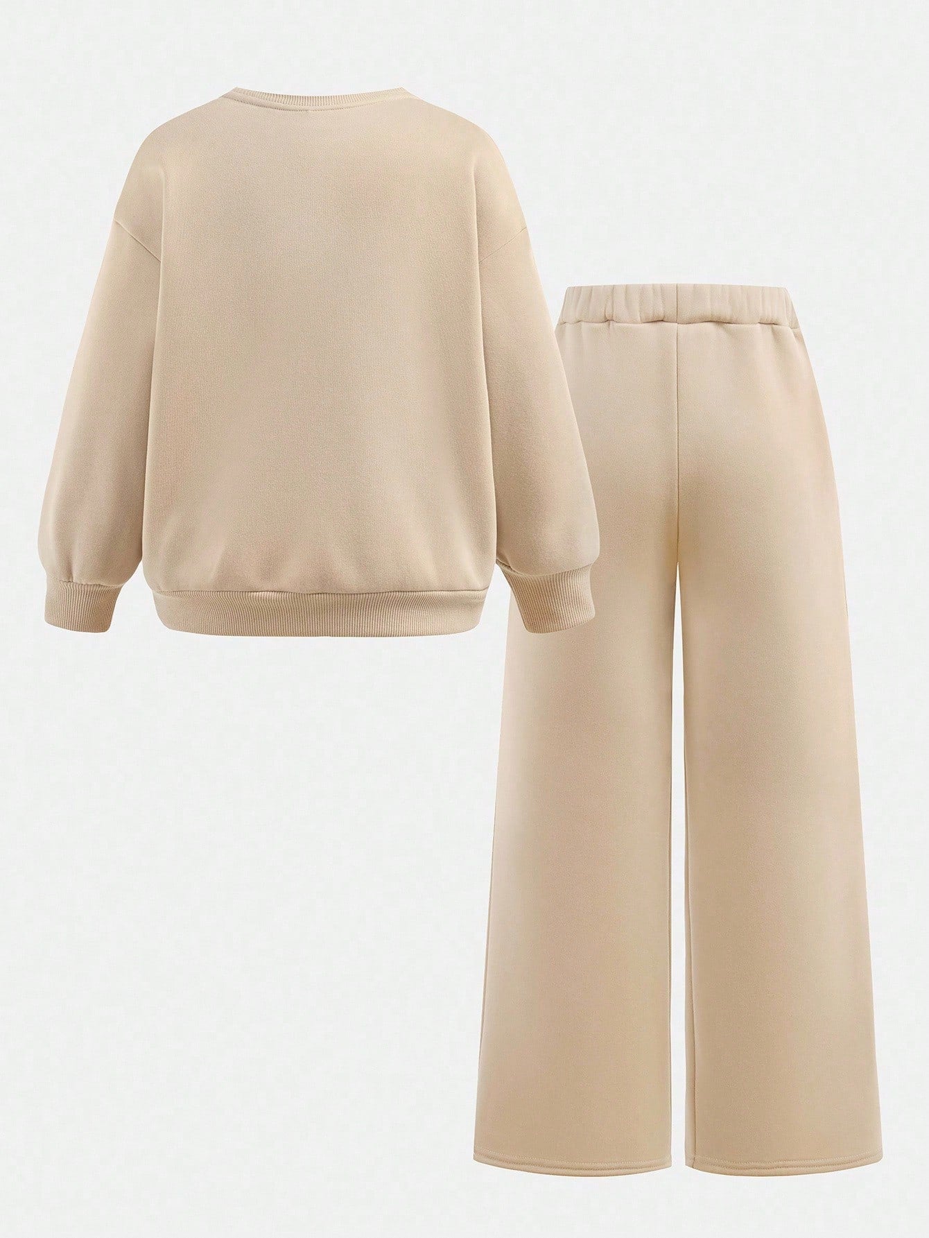 Tween Girl Loose Casual Minimalist Comfortable Crew Neck Sweatshirt And Pants