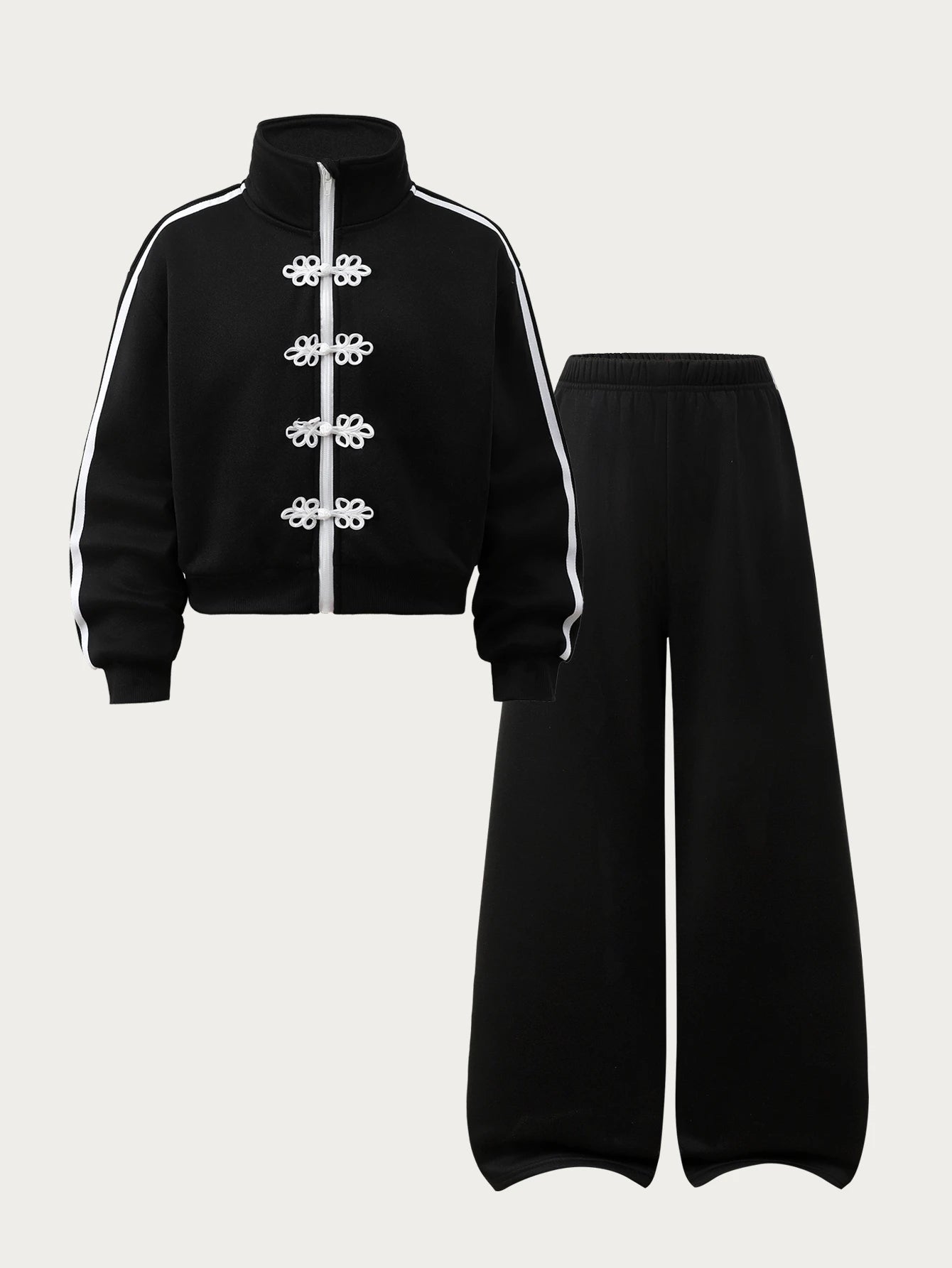 Letter Print Stand Collar Sweatshirt And Shorts, Warm Campus Outfit