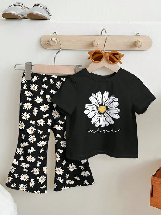 Happikins Baby Girl Short Sleeve Crew Neck And Pants Set
