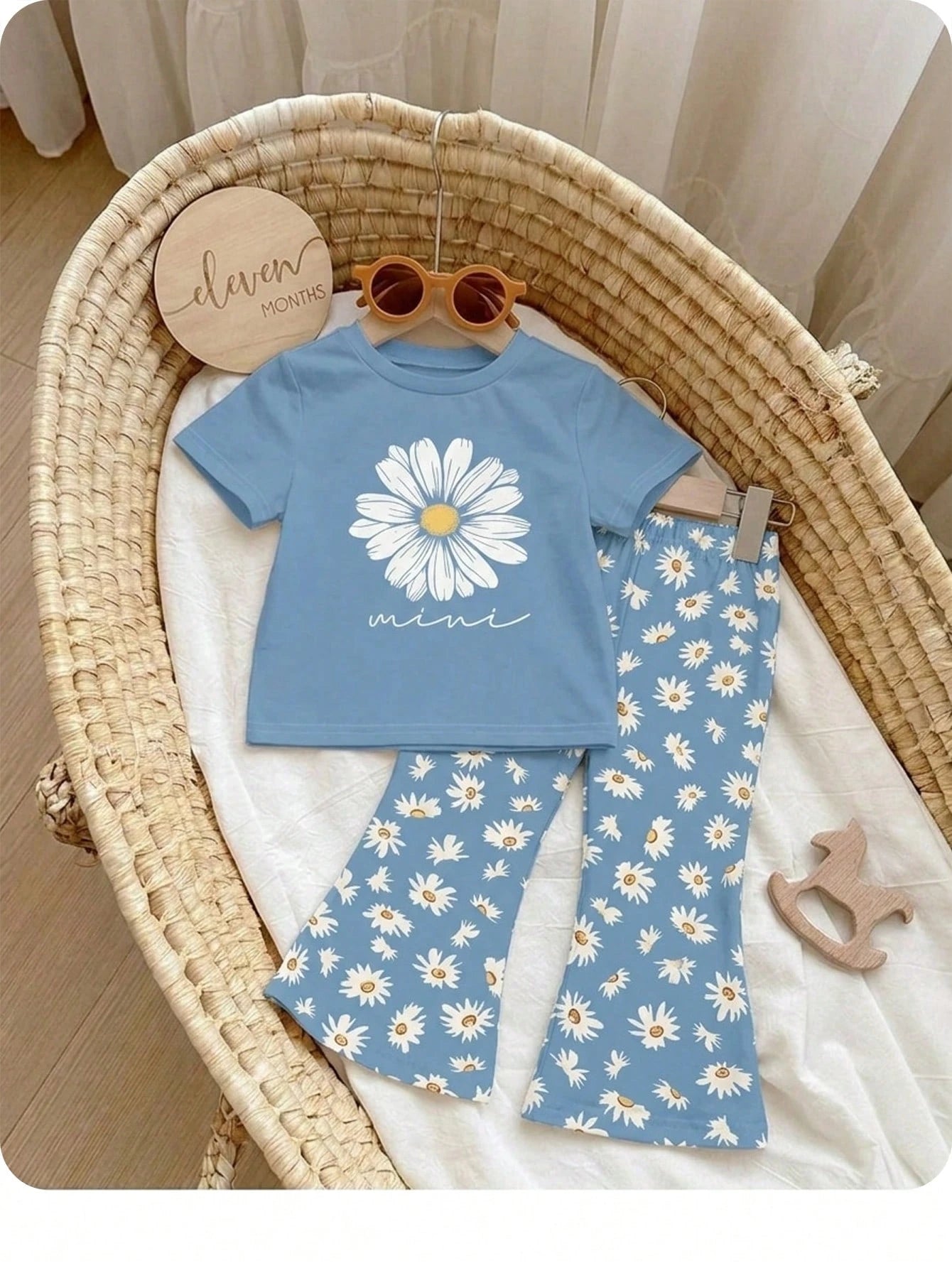 Happikins Baby Girl Short Sleeve Round Neck Long Pants 2 Pieces Set