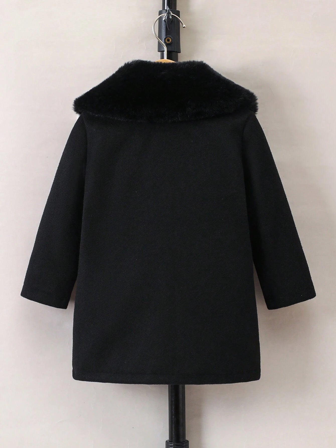 Double-Breasted Fur Collar Mid-Length Thick Knitted Coat