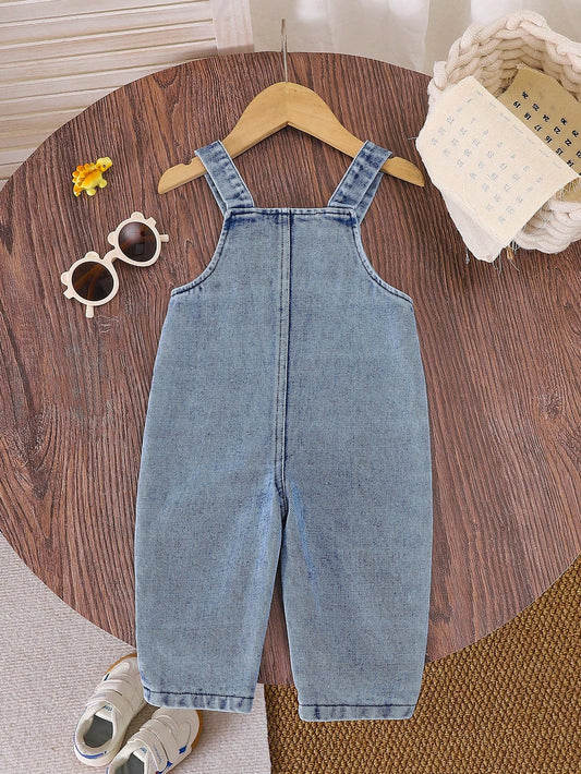 Vintage Cute Cartoon Dinosaur & Car & Letter Print Overall Jumpsuit