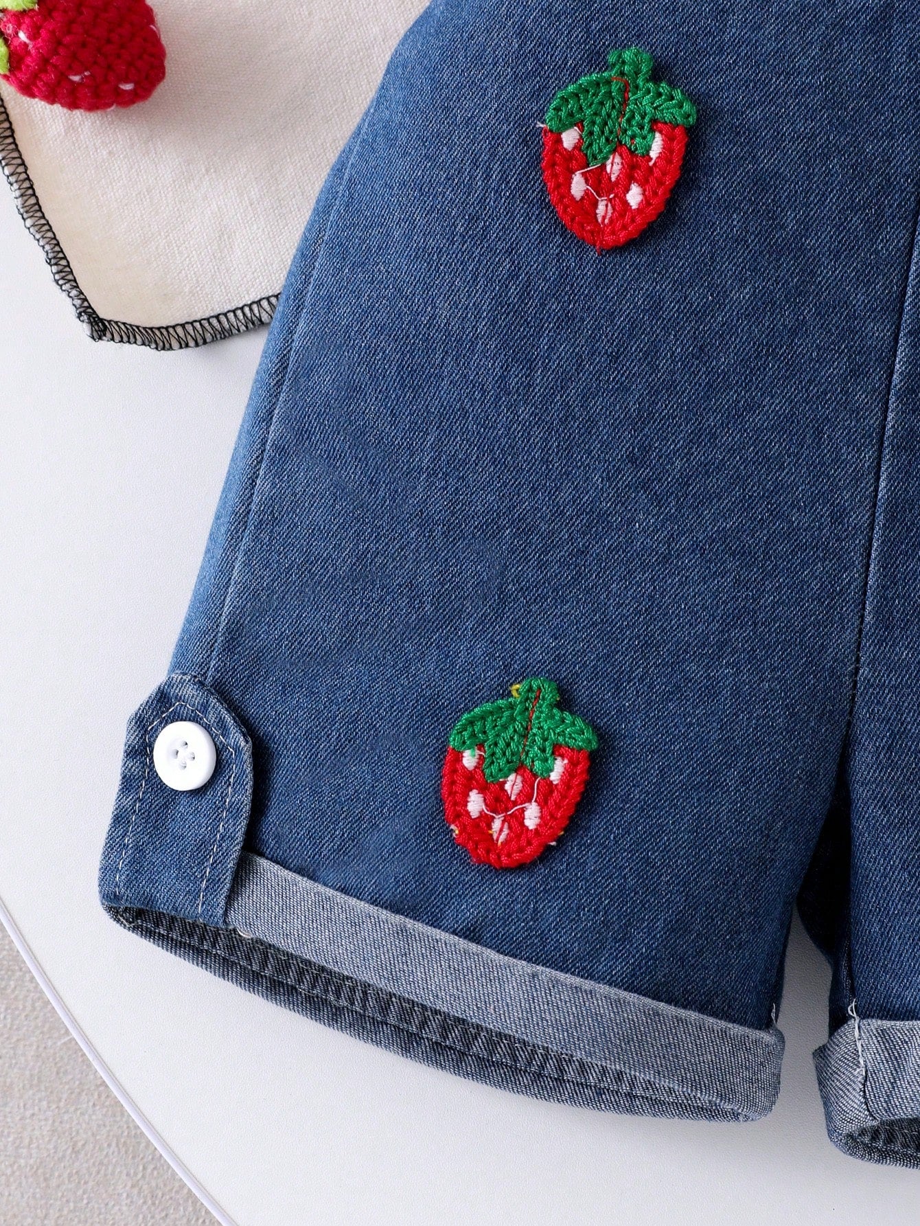 Playful Pals 2pcs Baby Girl Blue Denim Overalls Shorts Set