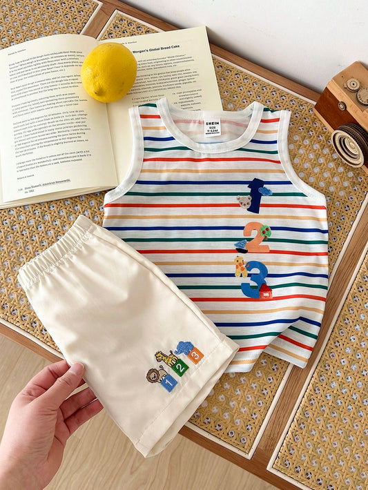 Baby Boy Striped Tank Top&Shorts Set