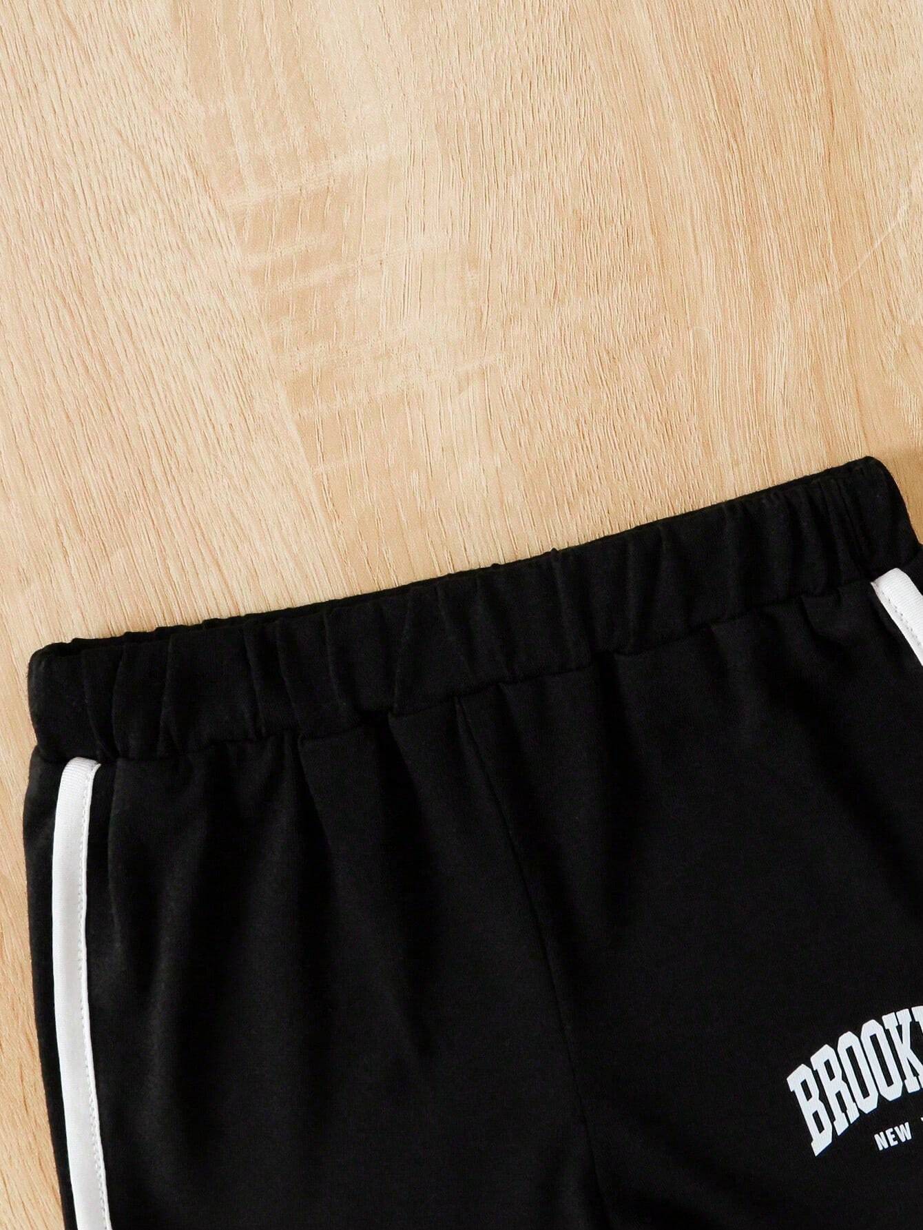 Printed Hollow Out Mesh Fabric Top And Shorts