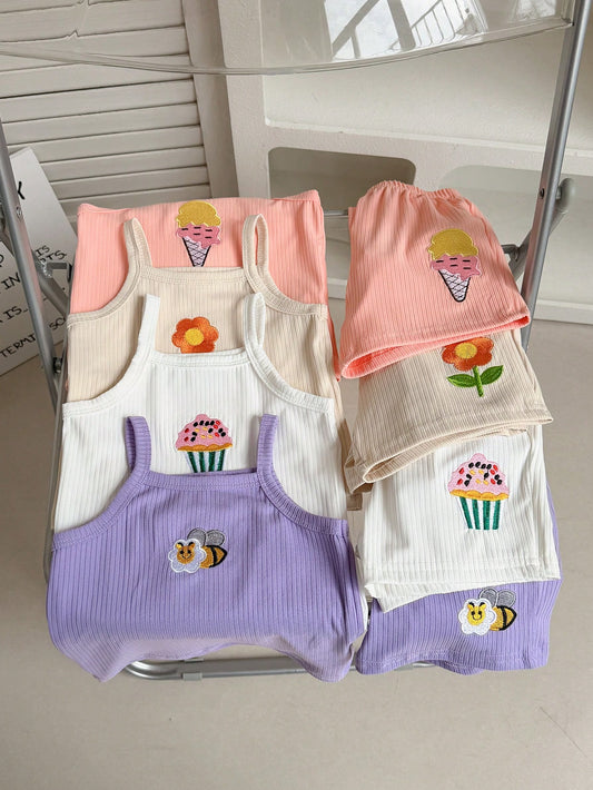 Playful Pals Baby Girl 4pcs Summer Casual Cute Set