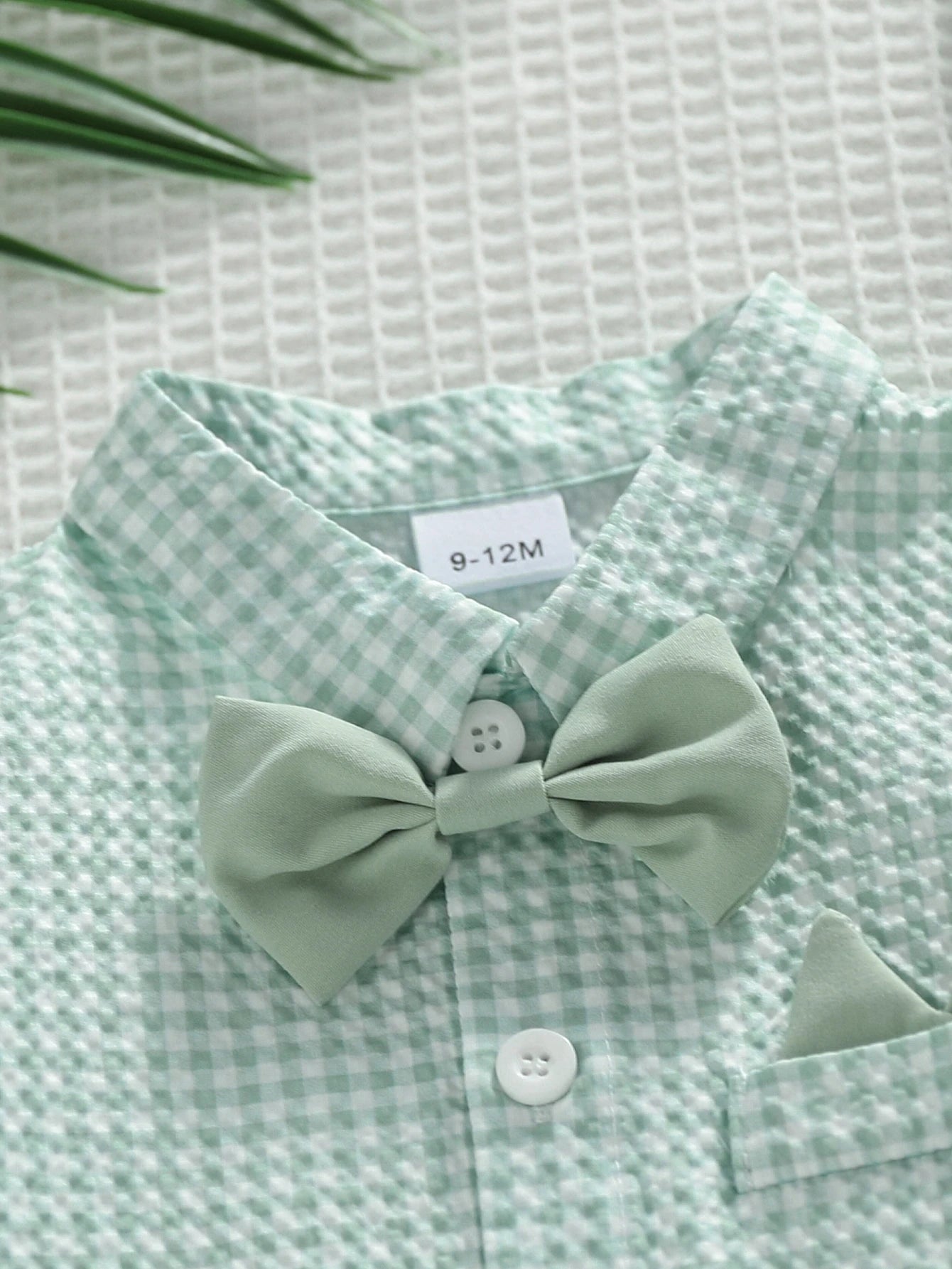 Plaid Seersucker Shirt Suspender Shorts 4pcs Gentleman Cute Outfit
