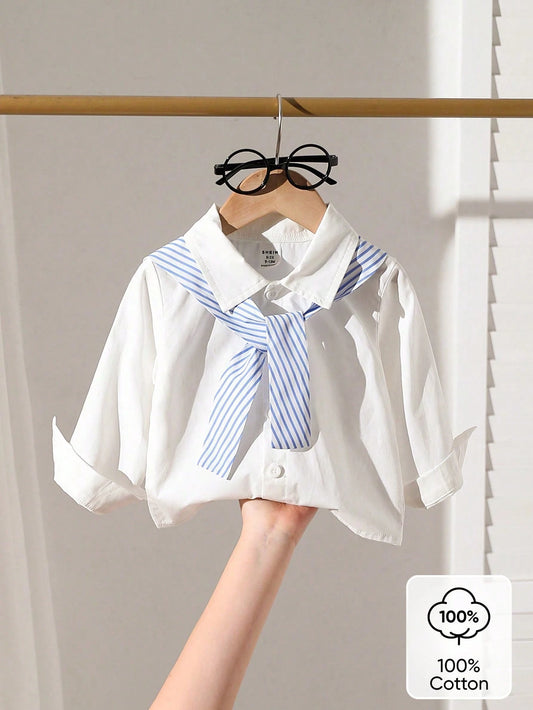 Baby Boy Casual Long Sleeve Blue Cape Paired With White Shirt-S