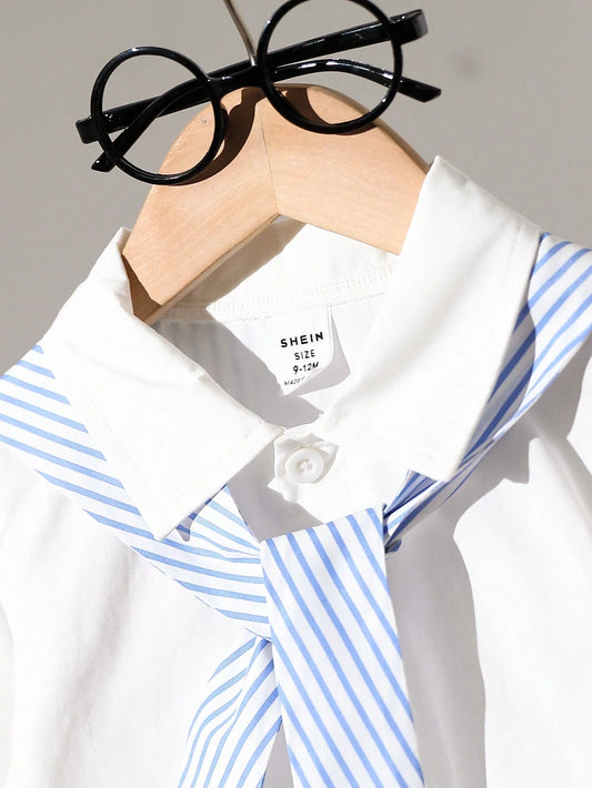 Baby Boy Casual Long Sleeve Blue Cape Paired With White Shirt-S