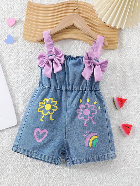 Baby Girl Color Strap Bowknot Romper Baby Girls