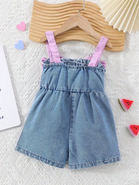 Baby Girl Color Strap Bowknot Romper Baby Girls