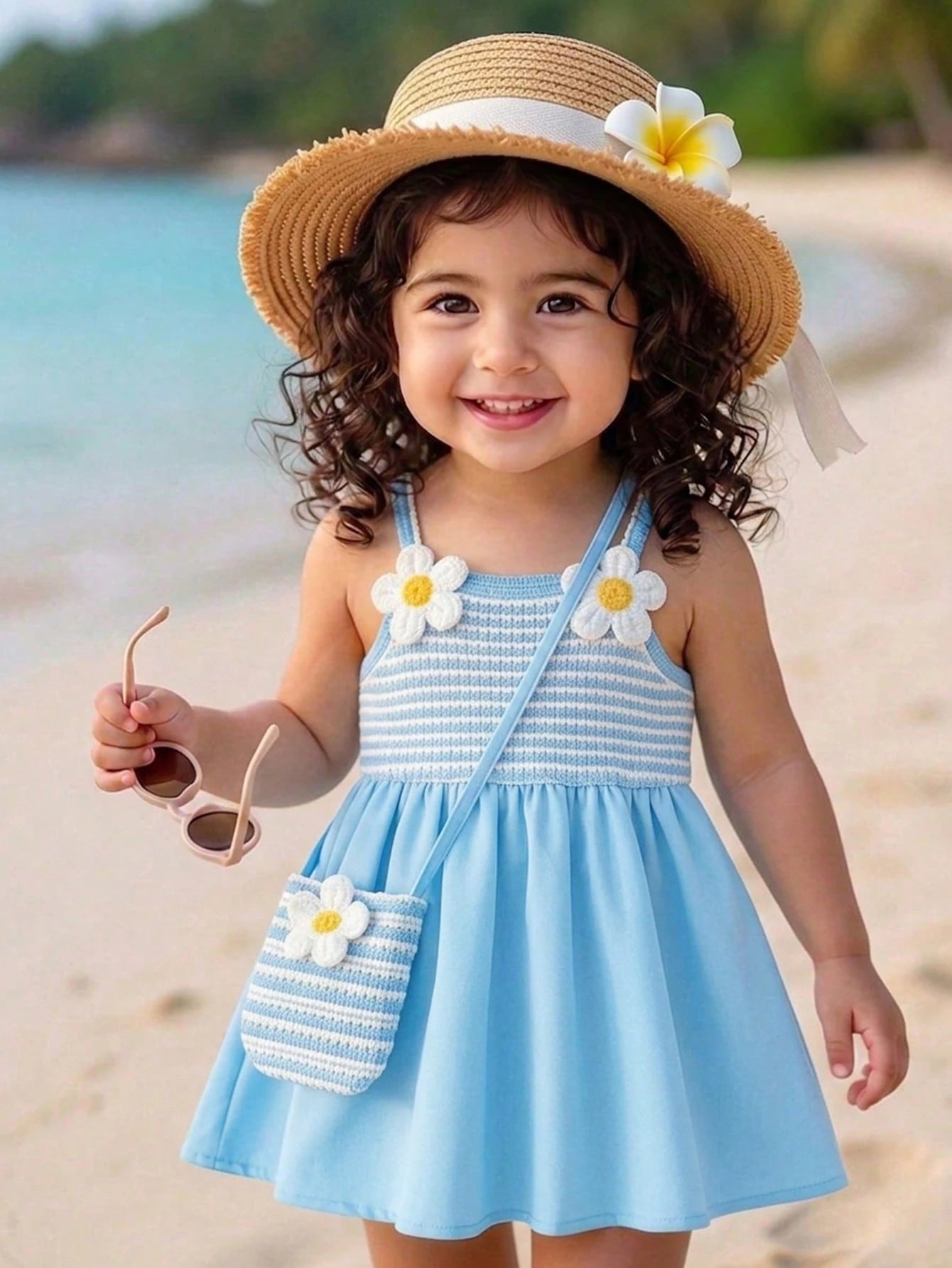 Blue And White Striped Summer Cute Beach Vacation Holiday Sleeveless Dress