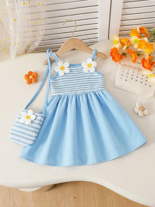 Blue And White Striped Summer Cute Beach Vacation Holiday Sleeveless Dress