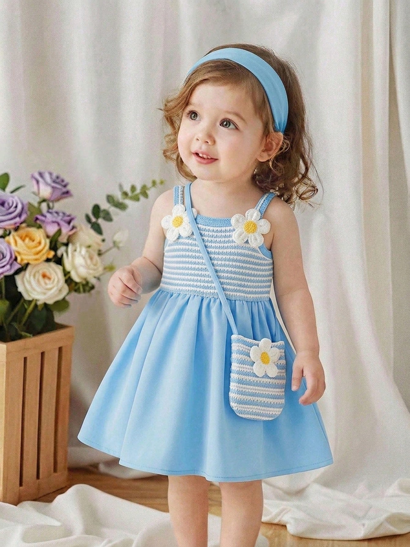 Blue And White Striped Summer Cute Beach Vacation Holiday Sleeveless Dress