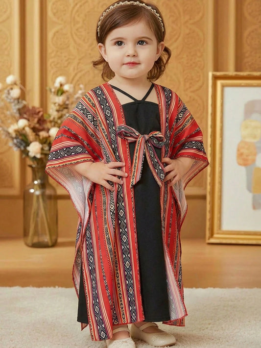 Baby Girl Casual Minimalist Traditional Long Sleeve Arabic Dress
