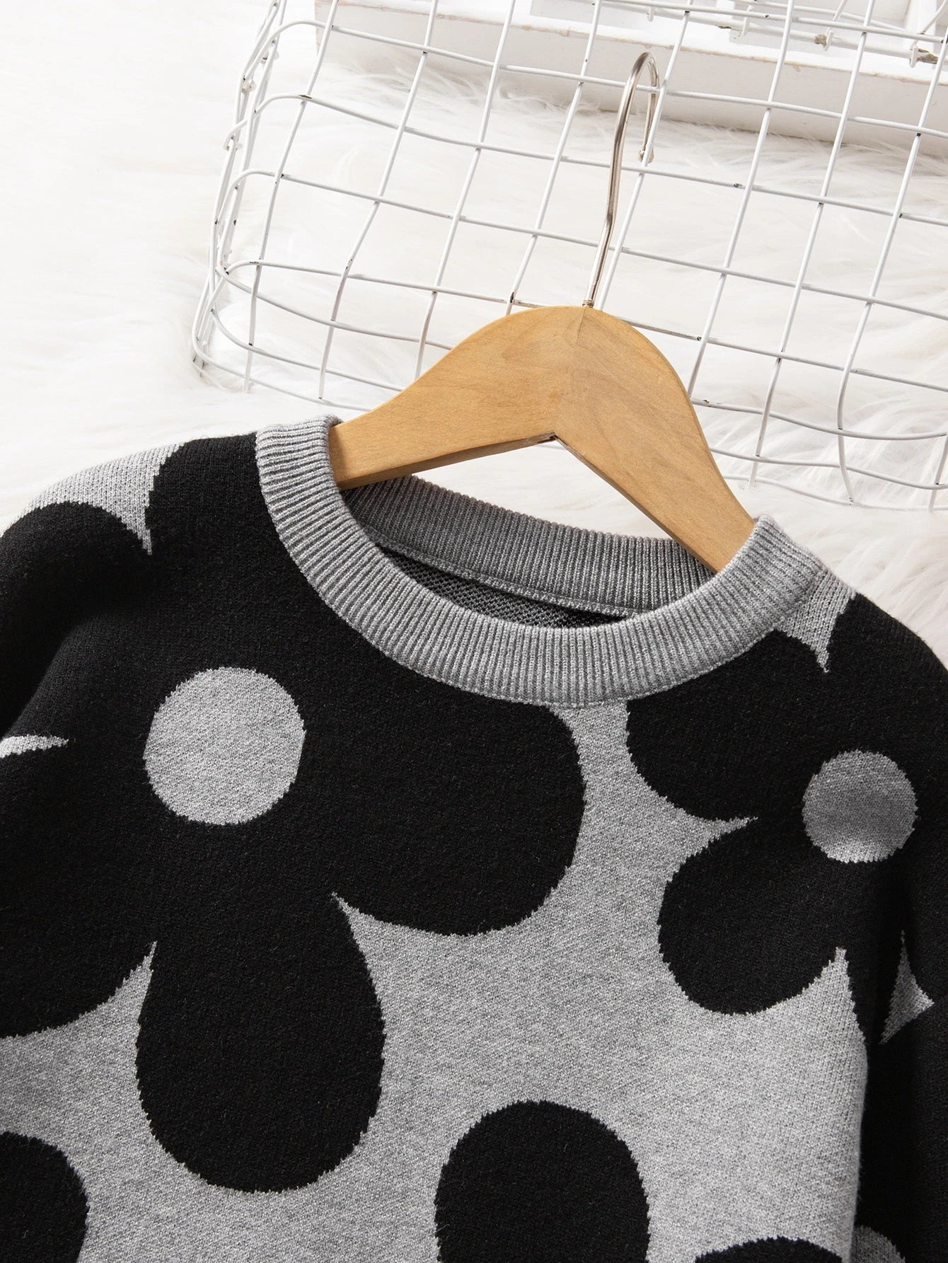 Patterned Jacquard Knit Sweater Long Sleeve Pullover & Long Pants Set