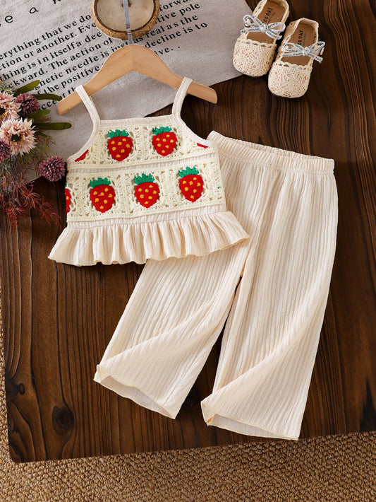 Casual Daily Fashion Tank Top Floral Embroidery Delicate Soft Solid Color Pants Set