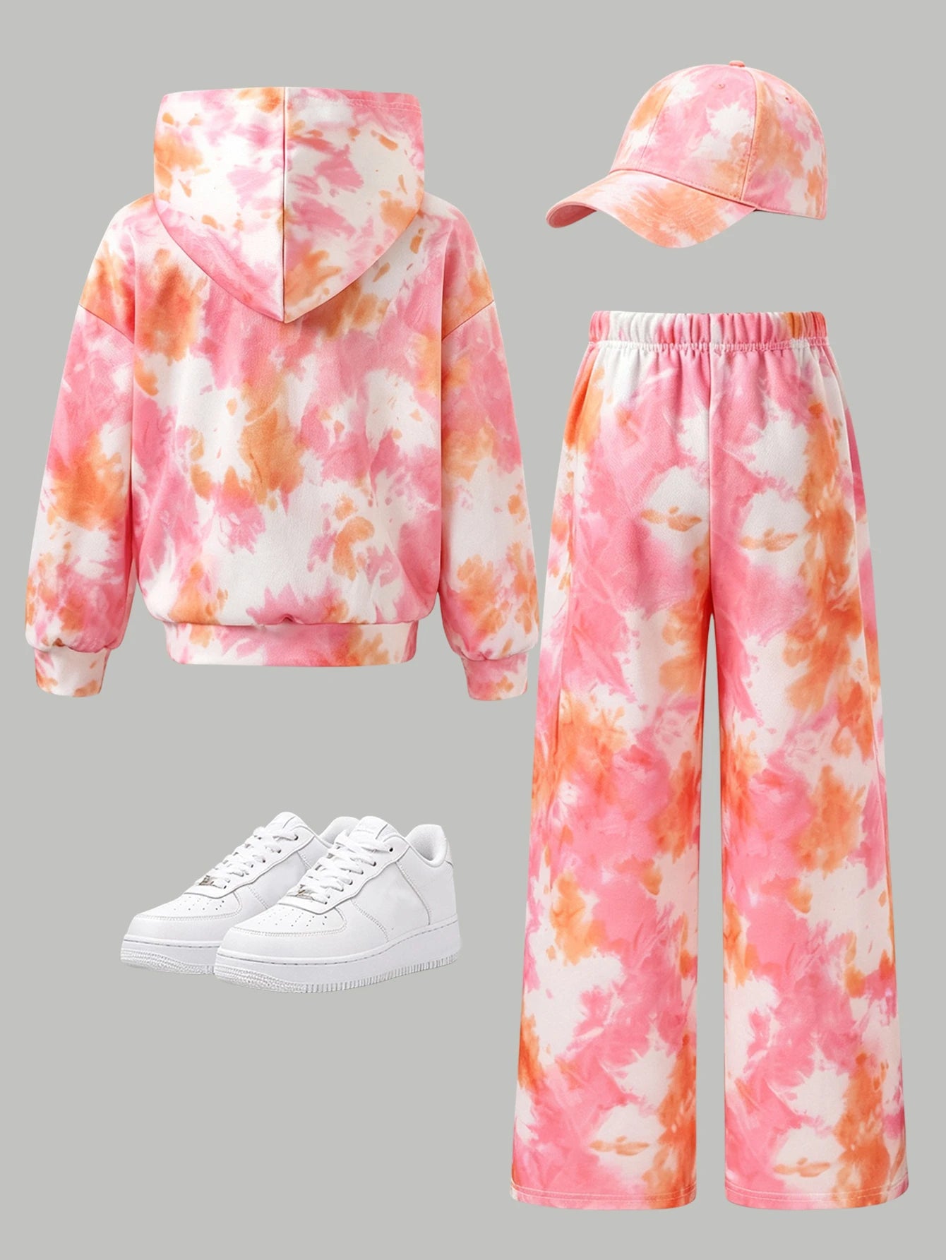 Orange And White Sweatshirt Set