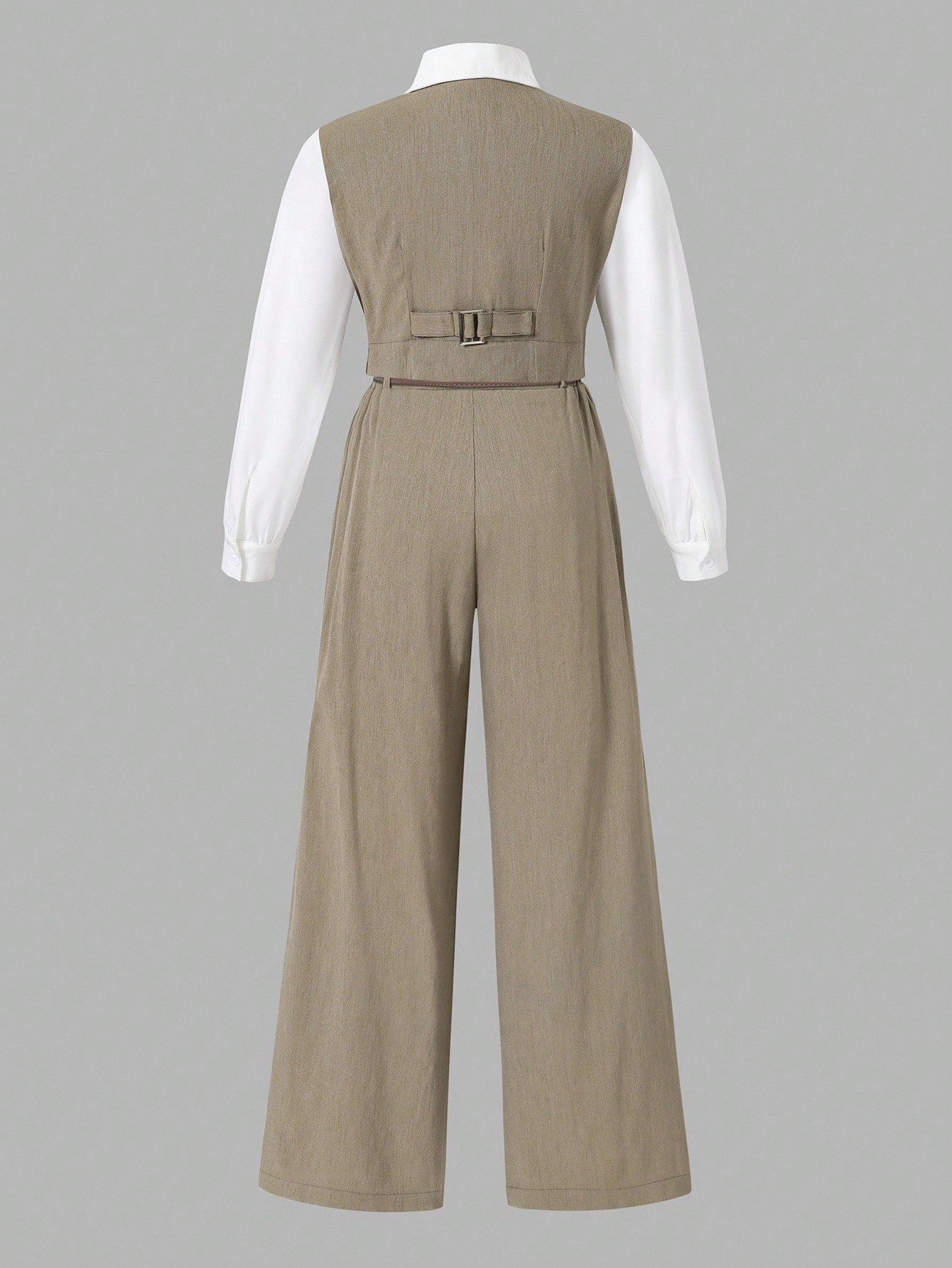 Tween Girl Fashion Commuter 2 In 1 Long Sleeve Shirt And Wide Leg Pants