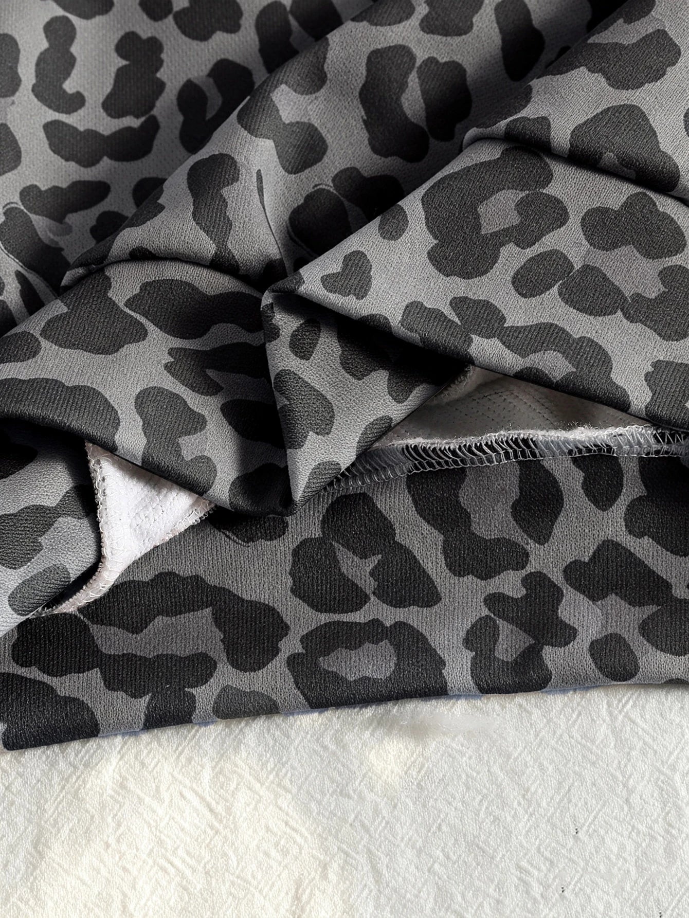 Leopard Print, Half-Zip Oversized Athletic Sweatshirt Wide Leg Pants