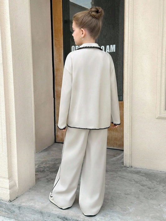 Tween Girls' Casual Woven Long Sleeve Shirt Set