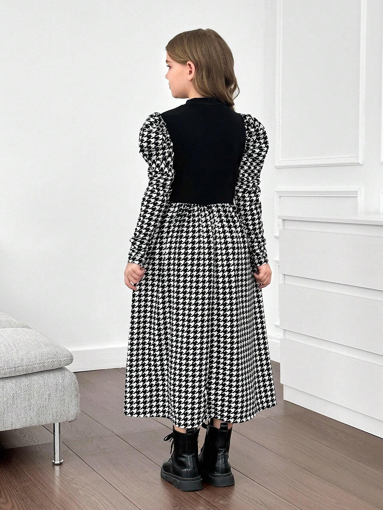 Collar Form-Fitting Ditsy Floral Ruffle Hem Knit Gigot Sleeve Midi Dress