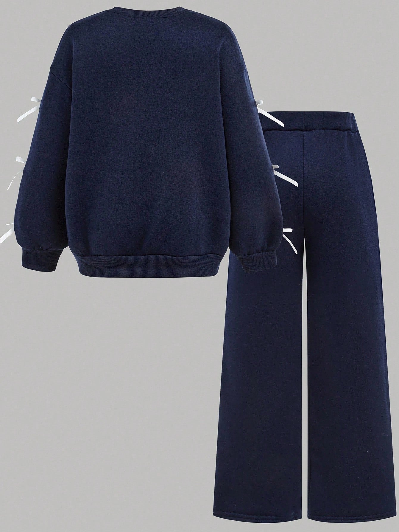 Tween Girl Loose Casual Minimalist Comfortable Crew Neck Sweatshirt And Pants