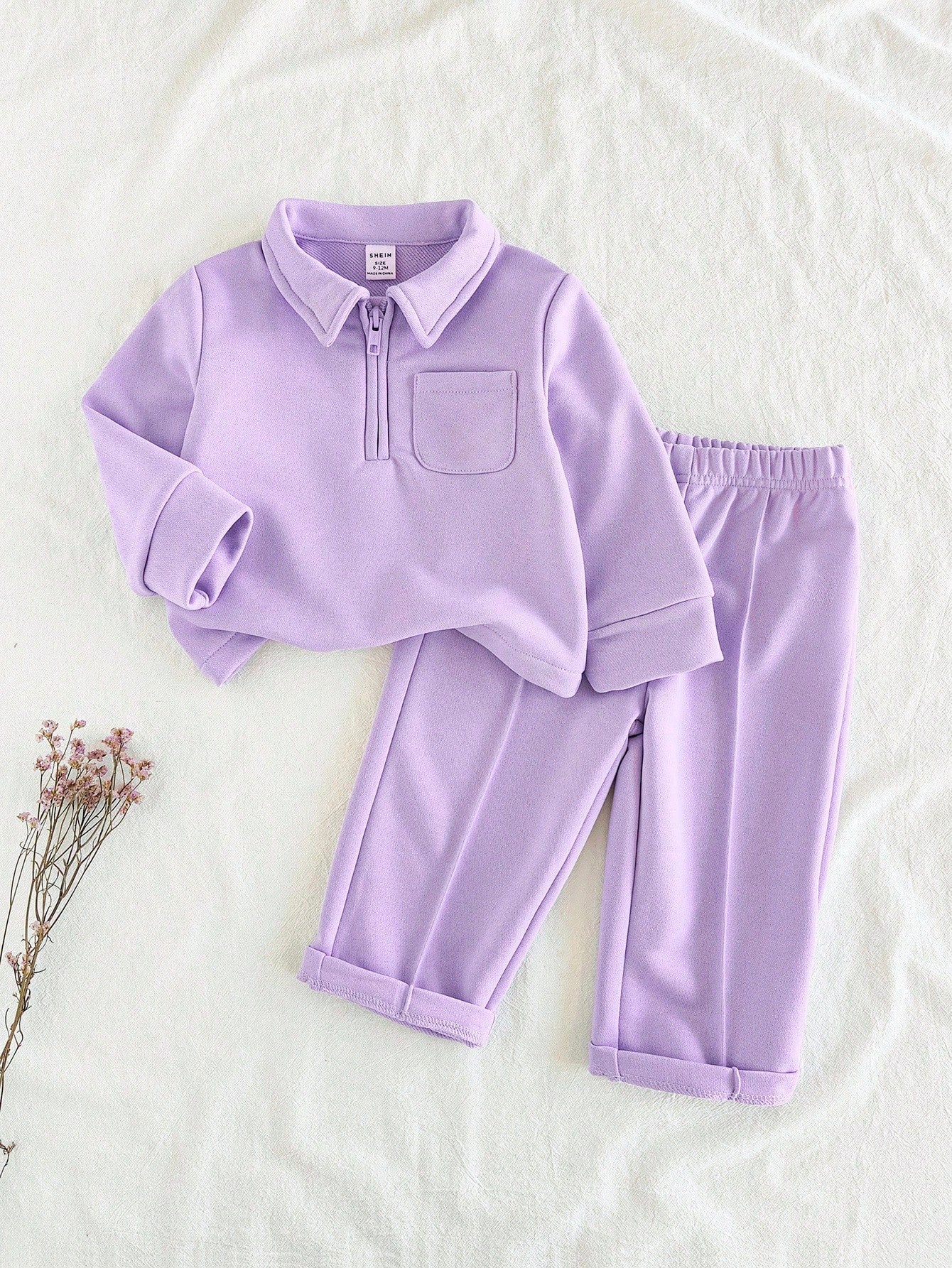 Baby Girls Casual Long Sleeve Top + Khaki Pants Purple