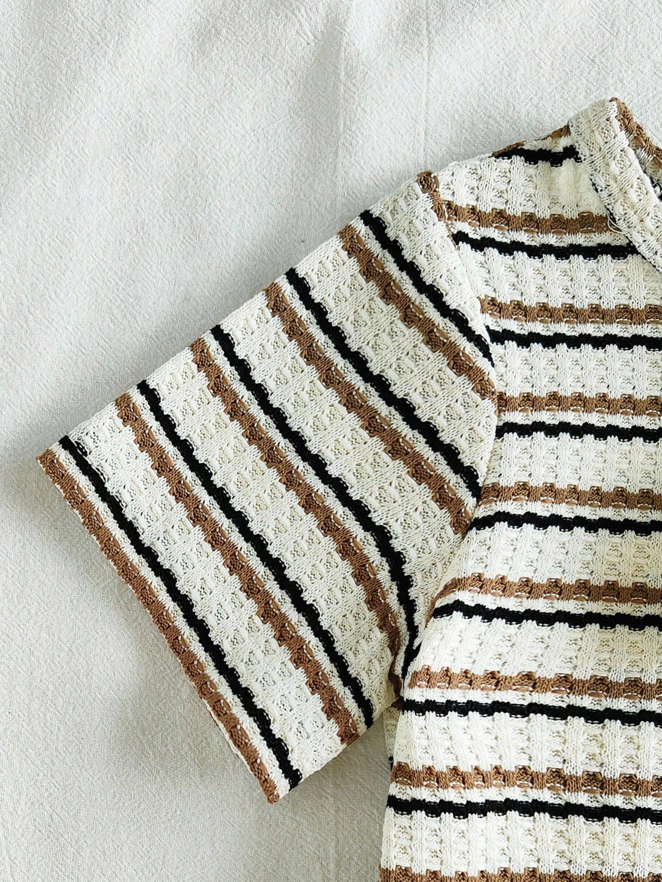 Baby Boy Casual Striped Short Sleeve Top And Bib Shorts Set