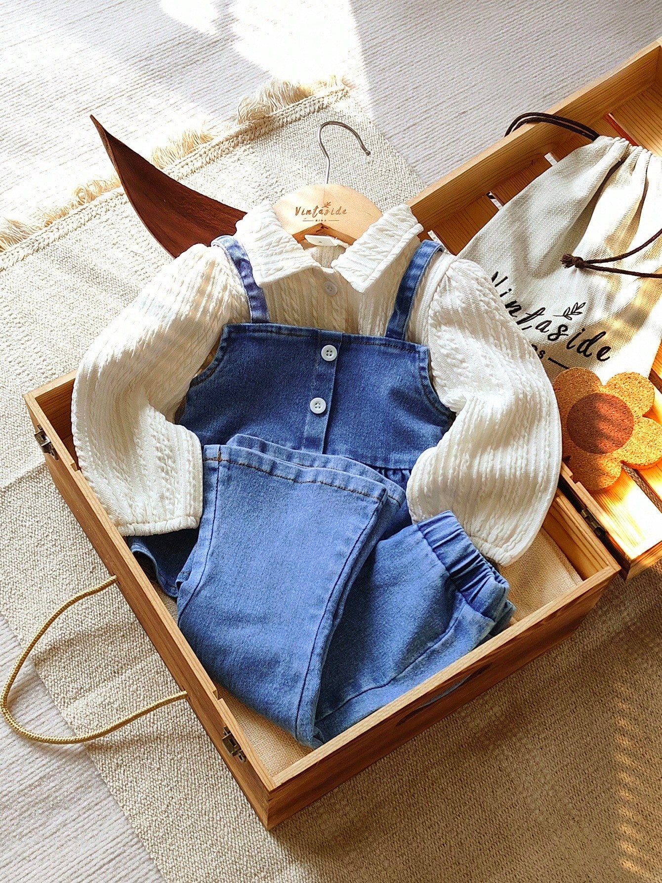 Sleeveless Denim Top&Long Sleeve Casuai Shirt &Long Jeans